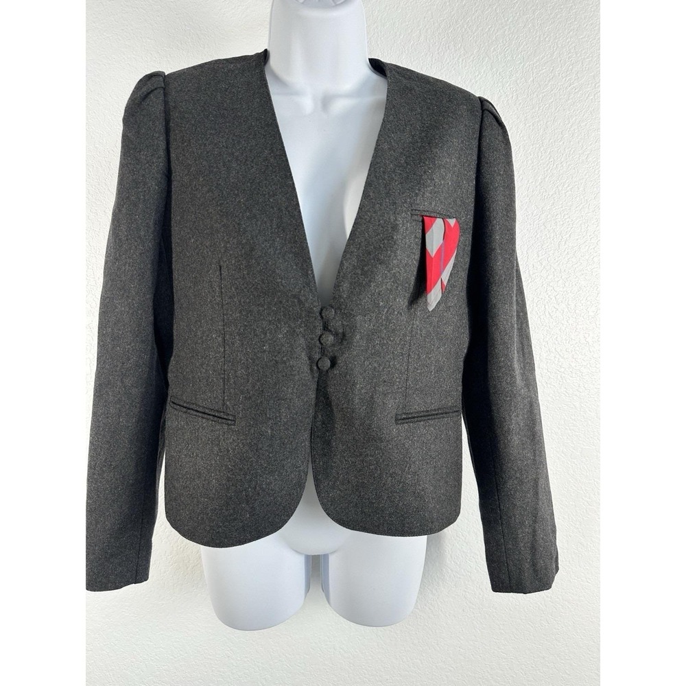 Women's VTG 80s Gray Secretary Career Wool Blend Blazer by Sasson, Sz: 8